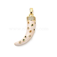 Brass Micro Pave Cubic Zirconia Pendants, Pepper, with Enamel, Real 18K Gold Plated, Lavender, 28x19x4.5mm, Hole: 5x2.5mm(KK-M314-10G-02)