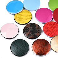 Printed Acrylic Beads, Flat Round, Mixed Color, 31.5x6mm, Hole: 1.4mm, about 120pcs/500g(MACR-N009-025)