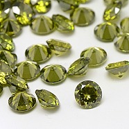 Cubic Zirconia Cabochons, Grade A, Faceted, Diamond, Olive, 3x2mm(ZIRC-M002-3mm-006)