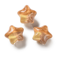 Gradient Color Transparent Hand-drawed Acrylic Beads, Star, Saddle Brown, 19.5x21.5x16mm, Hole: 2.3mm(TACR-P012-01B-05)