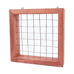 Wooden Photo Frame Making, for Hydroponics Flower, with Iron Wire, Square, Coral, 20x19.9x4.65cm(DIY-WH0171-83A)