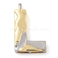 Brass Pendants, Real 18K Gold Plated And Platinum, Letter Charms, Letter L, 28x16.5x4mm, Hole: 3x2mm(PALLOY-S036-01G-L)