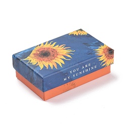 Cardboard Jewelry Packaging Boxes, with Sponge Inside, for Rings, Small Watches, Necklaces, Earrings, Bracelet, Rectangle, Colorful, Sunflower Pattern, 8.1x5.2x2.8cm(CON-B007-03D)