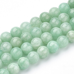 Natural Myanmar Jade/Burmese Jade Beads Strands, Round, Dyed, 8mm, Hole: 1mm, about 48pcs/strand, 15.3 inch(G-T064-22-8mm)