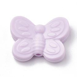 Food Grade Eco-Friendly Silicone Focal Beads, Chewing Beads For Teethers, DIY Nursing Necklaces Making, Butterfly, Lilac, 20x25x6mm, Hole: 2mm(SIL-N001-01M)