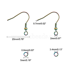 DIY Earrings Kits, with 201 Stainless Steel Earring Hooks and PVD Vacuum Plating 304 Stainless Steel Open Jump Rings, Rainbow Color, 68x52x11mm(DIY-CA0001-04M)