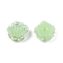 Opaque ABS Plastic Beads, Half Drilled, Flower, Pale Green, 15x16x6.5mm, Hole: 1.2mm(KY-G019-02K)
