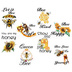 8 Sheets 8 Styles PVC Waterproof Wall Stickers, Self-Adhesive Decals, for Window or Stairway Home Decoration, Rectangle, Bees Pattern, 200x145mm, about 1 sheet/style(DIY-WH0345-046)