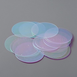 Iridescent PVC Paillette/Sequins Pendants, Flat Round, Ornament Accessories, Plum, 52x0.2mm, Hole: 1.4mm, about 55pcs/bag(PVC-WH0006-01G)