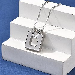 304 Stainless Steel Heart Square Urn Ashes Necklaces, Cable Chain Necklaces for Women Men, Stainless Steel Color, 21.65 inch(55cm)(STAS-Z106-07P)