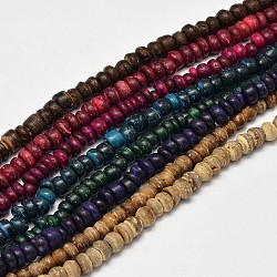Natural Coconut Rondelle Bead Strands, Mixed Color, 4~8x2~6mm, Hole: 1mm, about 108pcs/strand, 15 inch(COCB-O002-01)