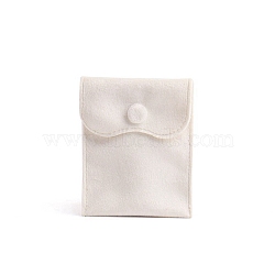 Velvet Pouches, Jewelry Storage Bag, for Bracelets, Rings, Necklaces, Rectangle, Floral White, 10x8cm(PW-WG50257-02)