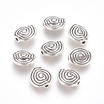 Tibetan Style Alloy Beads, Lead Free and Cadmium Free, Flat Round, Antique Silver, 11.5x4mm, Hole: 1.5mm