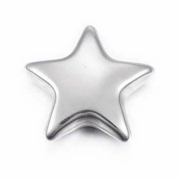 304 Stainless Steel Beads, No Hole/Undrilled, Hollow Star, Stainless Steel Color, 34x36x11mm