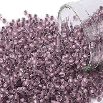 TOHO Round Seed Beads, Japanese Seed Beads, (267FM) Metallic Rose Lined Crystal Rainbow Matte, 11/0, 2.2mm, Hole: 0.8mm, about 1110pcs/bottle, 10g/bottle
