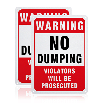 Globleland UV Protected & Waterproof Aluminum Warning Signs, Warning No Dumping - Violators Will be Prosecuted Sign, Red, 250x180x1mm, Hole: 4mm