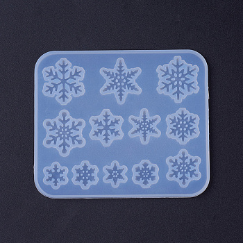 Silicone Molds, Resin Casting Molds, For UV Resin, Epoxy Resin Jewelry Making, Snowflake, White, 84x71.5x4mm, Inner Size: 10.5~20mm