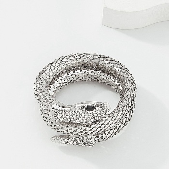 Alloy Popcorn Chain Bracelets, Rhinestone Snake Bracelet, Platinum, Inner Diameter: 2 inch(5.1cm)