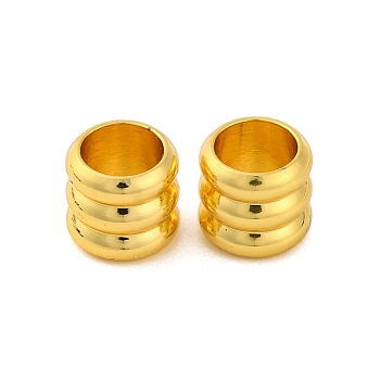 Rack Plating Brass Beads, Cadmium Free & Lead Free, Long-Lasting Plated, Column with Groove, Real 18K Gold Plated, 6x5.5mm, Hole: 4mm