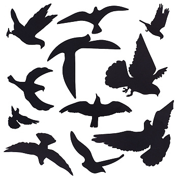Waterproof PVC Electrostatic Wall Stickers, for Windows Decoration, Rectangle with Bird Pattern, Black, 300x200x0.5mm, Stickers: 30~89x45~130x0.1mm