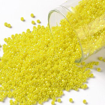 TOHO Round Seed Beads, Japanese Seed Beads, (402) Opaque AB Dandelion, 15/0, 1.5mm, Hole: 0.7mm, about 15000pcs/50g