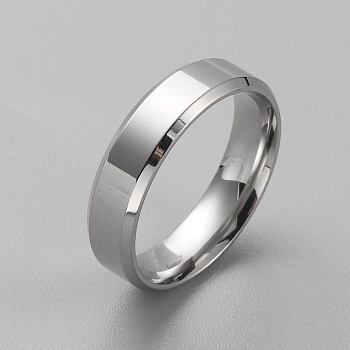Stainless Steel Simple Plain Band Ring for Men Women, Stainless Steel Color, US Size 9(18.9mm)