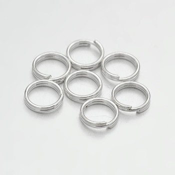 Brass Split Rings, Double Loops Jump Rings, Silver, 6x1.5mm, Hole: 1mm, about 5mm inner diameter, about 4800pcs/500g