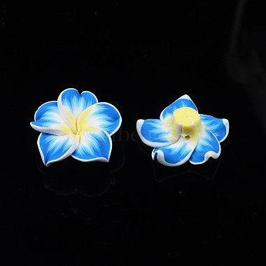 Handmade Polymer Clay 3D Flower Plumeria Beads(X-CLAY-Q192-30mm-05)-3