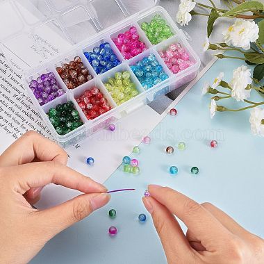 600 pièces 10 couleurs de cuisson des brins de perles de verre craquelé peintes(CCG-SZ0001-05)-6