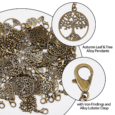 superfindings 10 ensembles de décorations de pendentifs en alliage de feuilles et d'arbres d'automne(HJEW-FH0001-47)-5