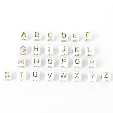 156pcs 26 perles de lettres acryliques de placage blanc de style(SACR-YW0001-02)-7