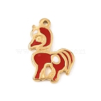 304 Stainless Steel with Red Enamel Pendants, Horse Charms, Golden, 17.5x12.5x1.5mm, Hole: 1.2mm(SA-CBAFCDF-04G)