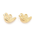 Brass Charms, Cadmium Free & Nickel Free & Lead Free, Bird Charm, Real 18K Gold Plated, 7x10x4mm, Hole: 1.6mm(KK-G447-12G)