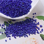 MIYUKI Delica Beads, Cylinder, Japanese Seed Beads, 11/0, (DB0216) Opaque Cobalt Luster, 1.3x1.6mm, Hole: 0.8mm, about 2000pcs/bottle, 10g/bottle(SEED-JP0008-DB0216)
