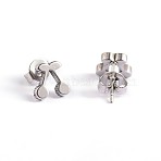 Non-Tarnish Cherry 304 Stainless Steel Ear Studs, Hypoallergenic Earrings, Stainless Steel Color, 8x8mm, Pin: 0.7mm(X-EJEW-F0075-106P)