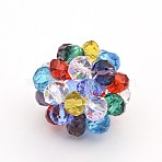 Transparent Glass Crystal Beaded Round Beads, Colorful, 27mm, Beads: 8mm(GLAA-A034-8mm-A14)