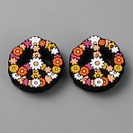 Food Grade Silicone Focal Beads, Peace Sign, 29x28x7.5mm, Hole: 2.5mm(SIL-WH0001-66A)