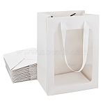 Paper Bags, Gift Shopping Bags, with Transparent Clear Window Display and Handles, Rectangle, White, 25x18x13.2cm(AJEW-BC0005-51A)