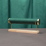 Velvet T Bar Bracelet Holder Stand, Wood Jewelry Display Organizer for Bracelets, Dark Green, Finished Product: 30x7x12.5cm(BDIS-F004-02C)