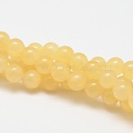Natural Yellow Jade Bead Strands, Round, Grade A, 14.5mm, Hole: 1.2mm, about 27pcs/strand, 15.16''(38.5cm)(X-G-K121-01-14mm)