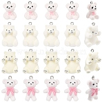 4Pcs 4 Styles Flocky Opaque Resin Pendants, Bear Charms, with Platinum Iron Loop, Mixed Color, 21.5~42x15.5~22.5x11.5~27mm, Hole: 1.8~2.5mm(FIND-YW0010-31)