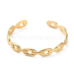 304 Stainless Steel Hollow Oval Cuff Bangles, Golden, Inner Diameter: 2-1/8 inch(5.4cm)(BJEW-F457-28G)