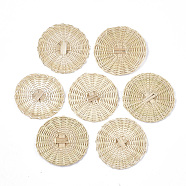 Handmade Reed Cane/Rattan Woven Beads, For Making Straw Earrings and Necklaces, No Hole/Undrilled, Flat Round, Antique White, 43~49x3~4mm(X-WOVE-T006-057A)