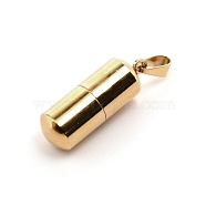 304 Stainless Steel Pendants, Capsule Shape, for Portable Mini Refillable Perfume Bottle, Golden, 27.5x9.5mm, Hole: 3.5x5.5mm, Capacity: 1ml(STAS-WH0017-011G)