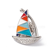 Nautical Theme Enamel Pin, Alloy Brooch for Backpack Clothes, Sailboat Pattern, 25x20x2mm(JEWB-E018-03P-02)