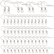 240Pcs 4 Styles 304 Stainless Steel French Earring Hooks, Flat Earring Hooks, Ear Wire, with Horizontal Loop, Stainless Steel Color, 14~20x14~20x2~3mm, Hole: 2mm, 21 Gauge, Pin: 0.7mm, 60pcs/style(STAS-SC0008-20B)