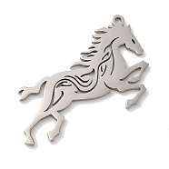 Non-Tarnish 304 Stainless Steel Pendants, Laser Cut, Horse Charm, Stainless Steel Color, 37.5x21x1mm, Hole: 1mm(STAS-U010-19P)