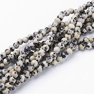 Natural Dalmatian Jasper Beads Strands, Round, 4mm, Hole: 0.8mm, about 86pcs/strand, 15 inch/Strand(GSR4mmC004)