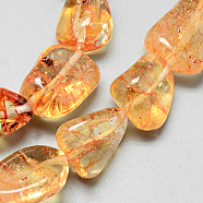 Natural Citrine Beads Strands, Dyed & Heated, Nuggets, 10~30x10~20x5~12mm, Hole: 1mm, about 21pcs/strand, 15.7 inch(G-Q948-51)