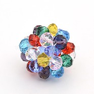 Transparent Glass Crystal Beaded Round Beads, Colorful, 27mm, Beads: 8mm(GLAA-A034-8mm-A14)